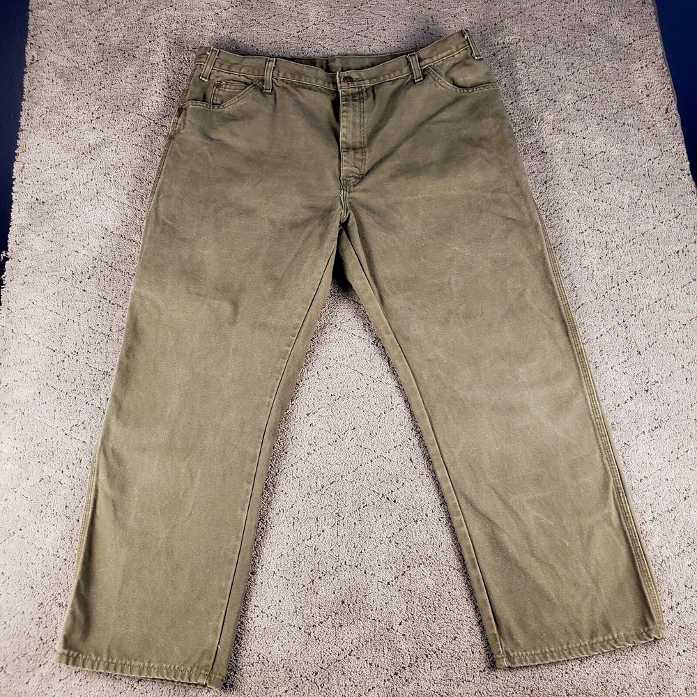 Dickies Pants Mens 42x30 Green Canvas Carpenter Relaxed Baggy Workwear Skater